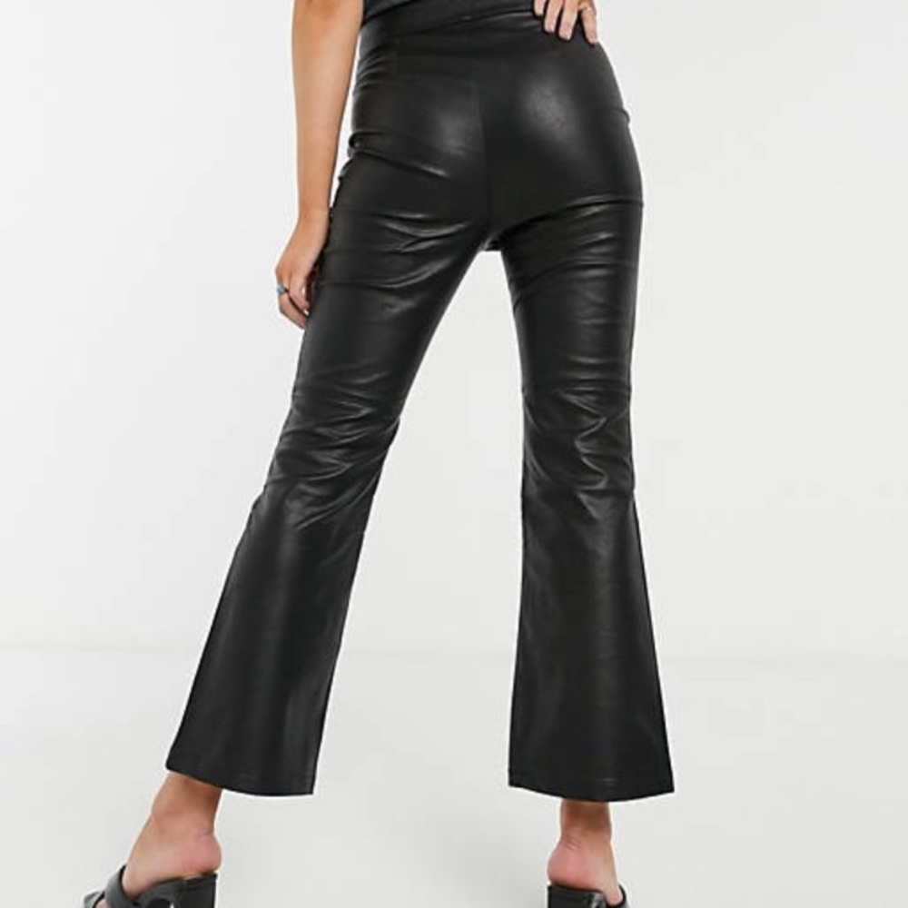 Free People Sasha Leather crop pant high waist sz 4 0 2